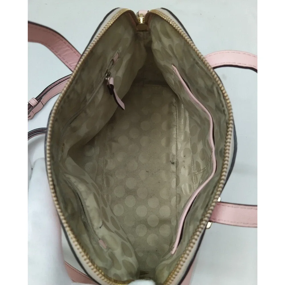 Kate Spade New York Pink Crossgrain Leather Domed Double Handles Satchel Bag